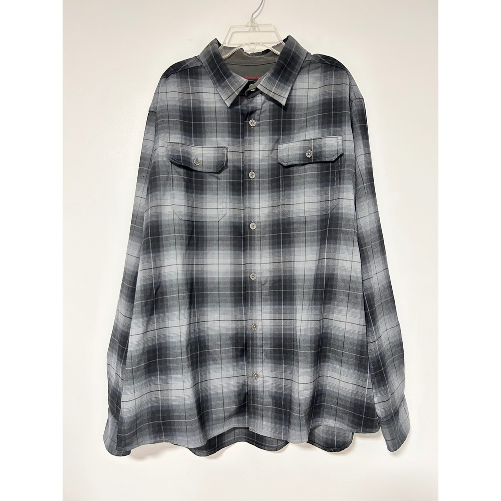 Swiss Tech Mens XL Long Sleeve Plaid Button Down Shirt Black Soot Combo SM471118